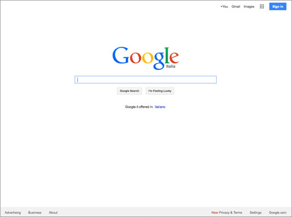 nuova home page di Google